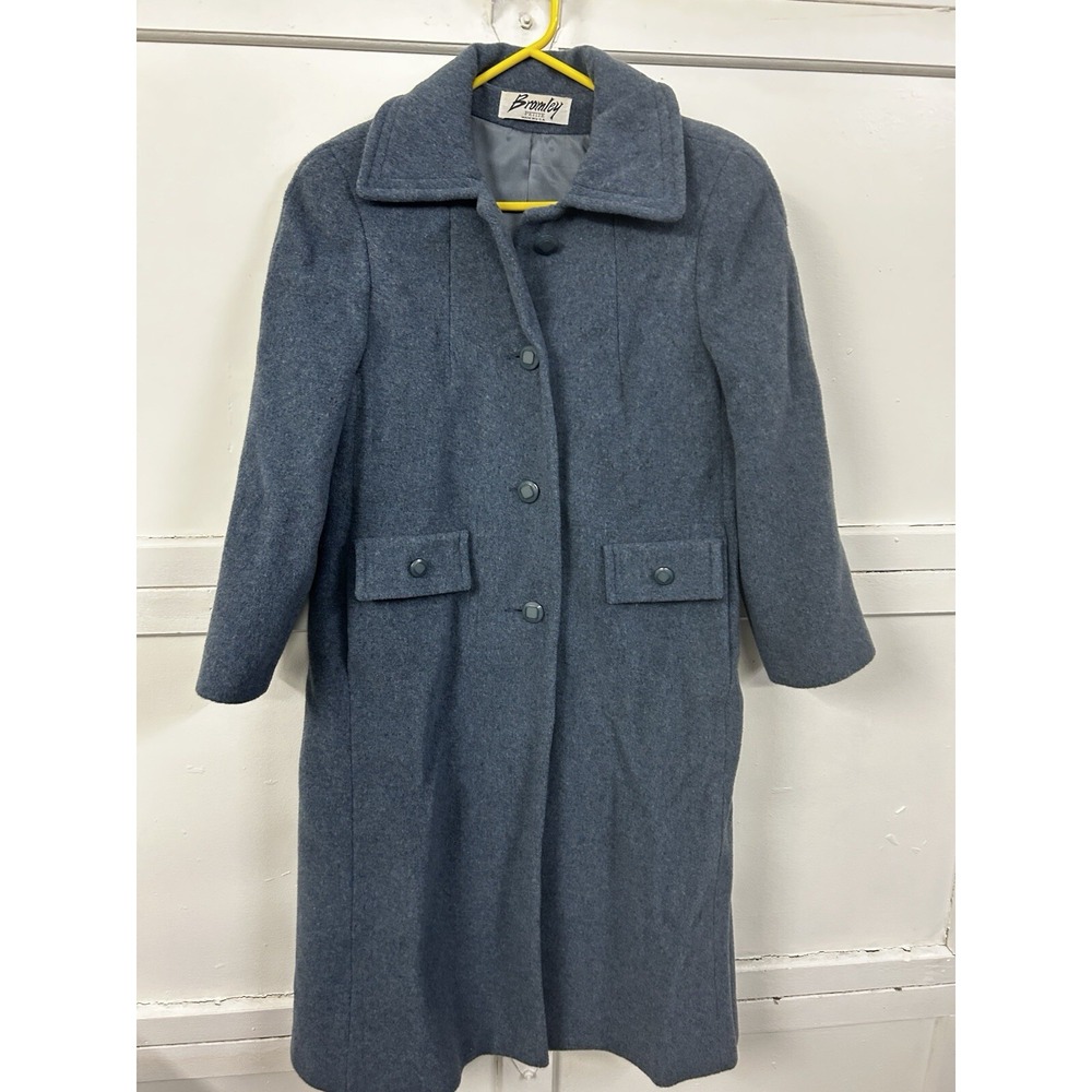 VTG Bromley Petite Wool Long Coat Overcoat‎ - Soft Blue - Women's 8-10